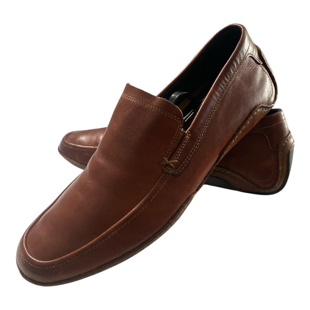 Cole Haan Nike Air Mens 9.5/10 Venetian Brown Leather Slip On Driving Loafers